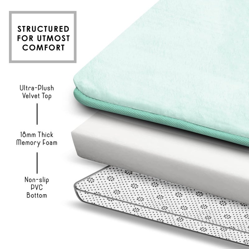 Clara Clark 3 Piece Bathroom Rugs Bath Mat Set, Velvet Memory Foam Bath Mats for Bathroom - Non-Slip, PVC Backing Bath Rugs, Washable - Dries Quickly, Blue - Image 5